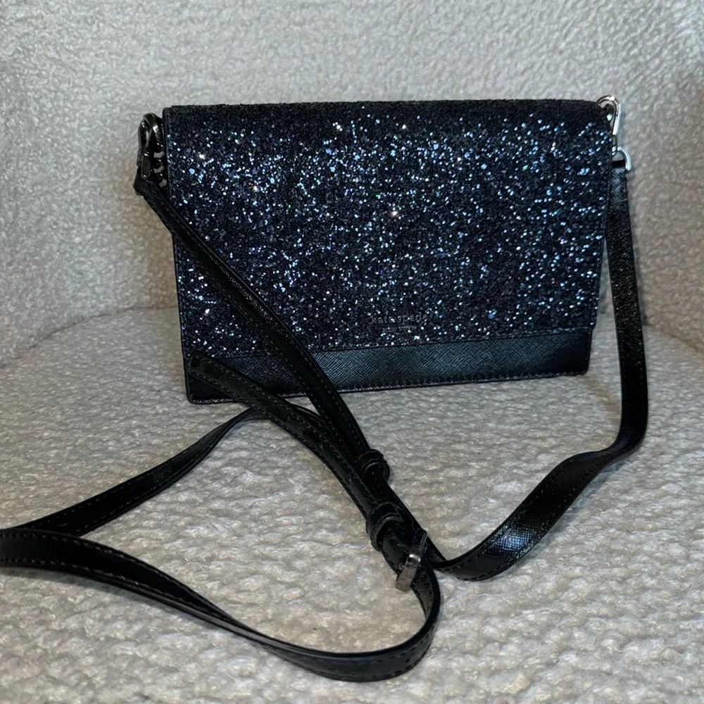 Kate Spade Black Glitter Chain Shoulder or Crossbody Bag • New & Never Used! 🌌🖤 - Picture 9 of 13